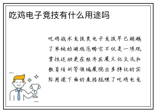吃鸡电子竞技有什么用途吗